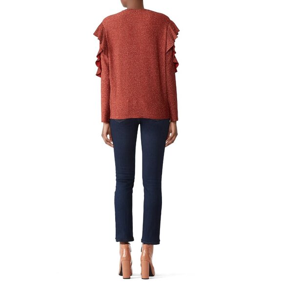 Scotch & Soda Metallic Thread Ruffle Top Womens Size S fits M Party Maximalist - Picture 3 of 9